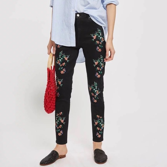 Embroidered Topshop Jamie Womens Jeans - Picture 2 of 2
